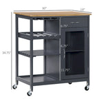 HOMCOM Utility Kitchen Cart, Rolling Kitchen Island Storage Trolley