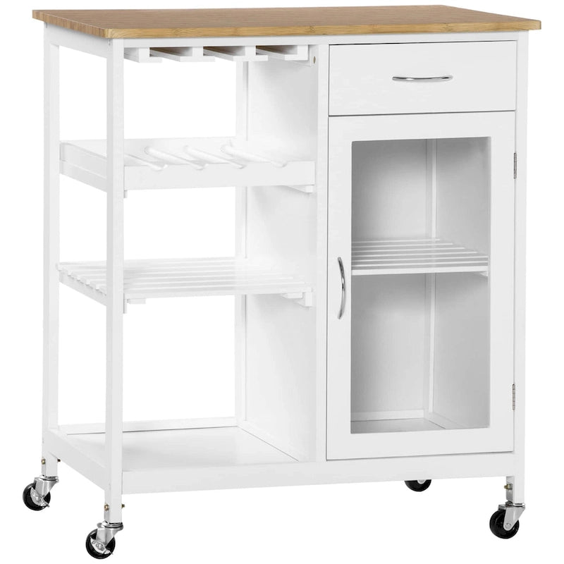 HOMCOM Utility Kitchen Cart, Rolling Kitchen Island Storage Trolley