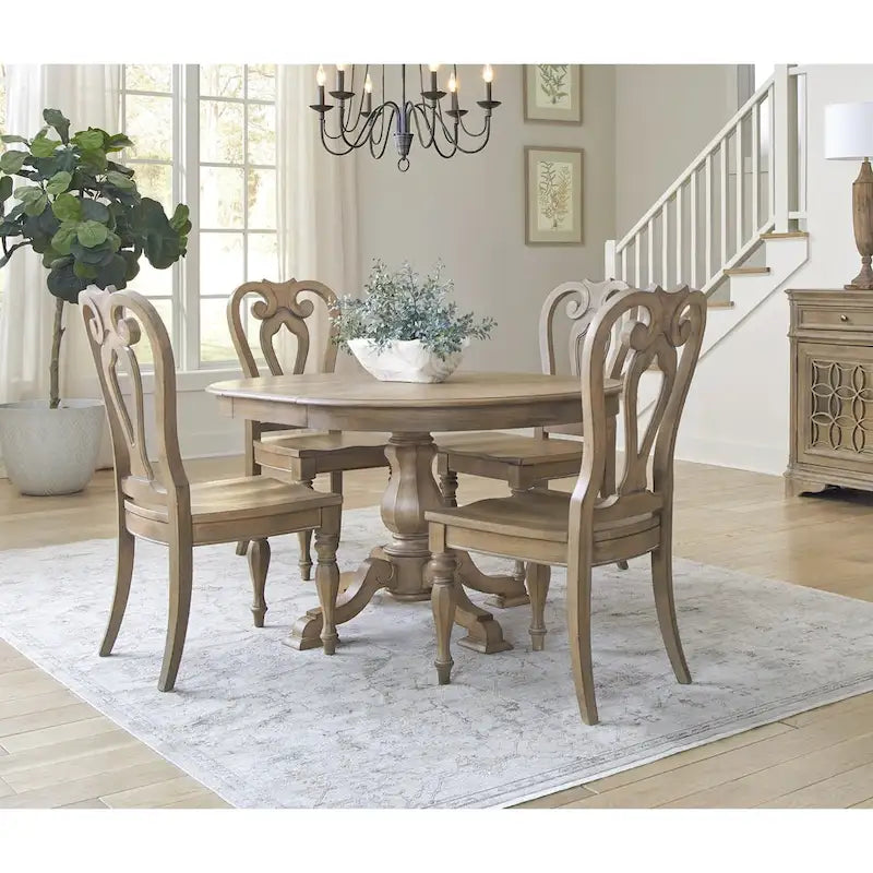 Magnolia Manor 5 Piece Pedestal Table Set
