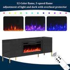 Clihome High Gloss Storage 70 TV Stand with 36 Electric Fireplace