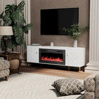 Clihome High Gloss Storage 70 TV Stand with 36 Electric Fireplace