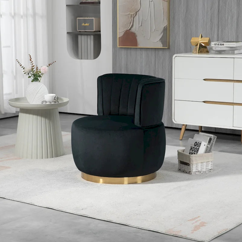 Poltrone rotonde a botte senza braccioli, girevoli a 360 gradi, rivestite in velluto HOMEFUN