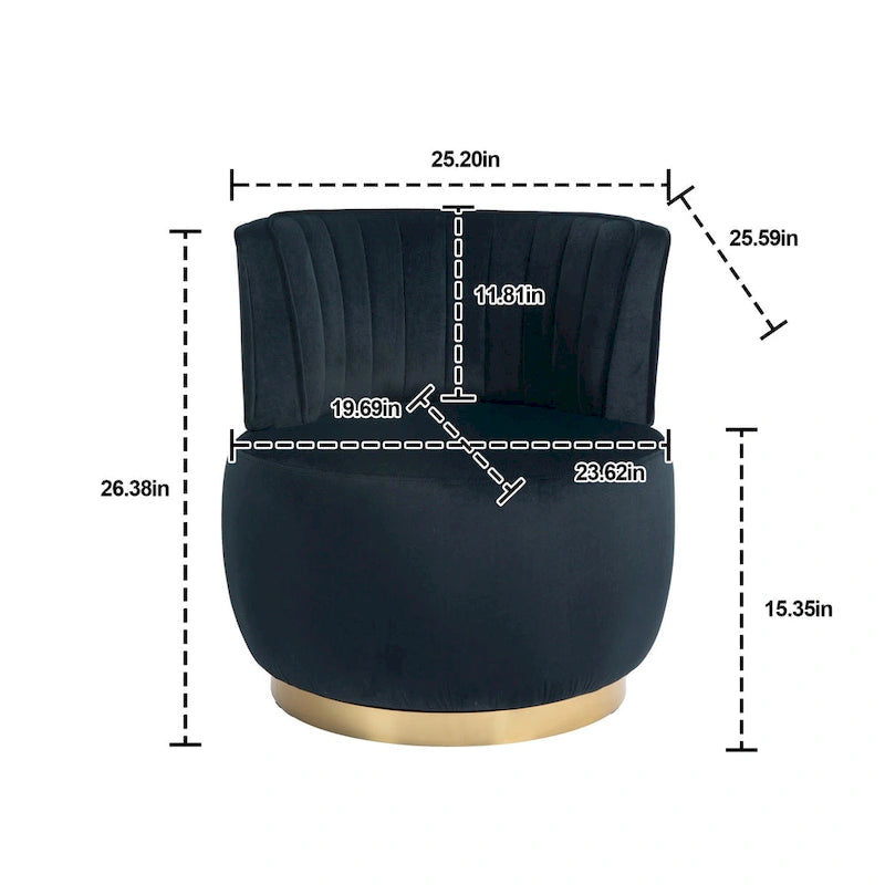 Poltrone rotonde a botte senza braccioli, girevoli a 360 gradi, rivestite in velluto HOMEFUN