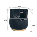 Poltrone rotonde a botte senza braccioli, girevoli a 360 gradi, rivestite in velluto HOMEFUN