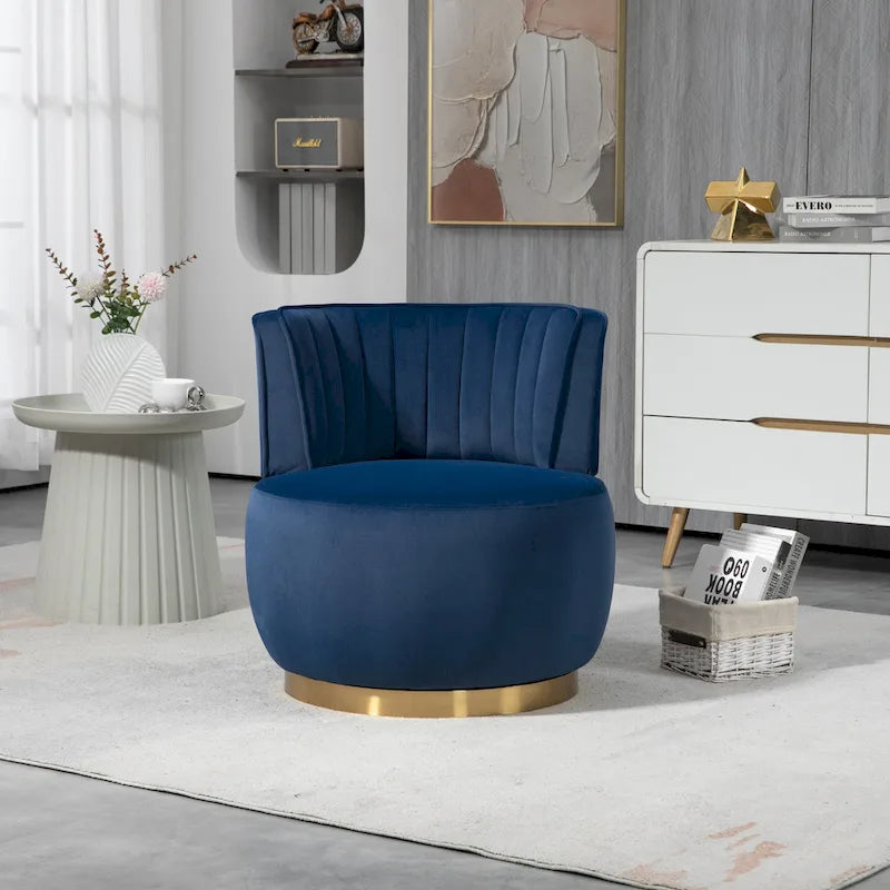 Poltrone rotonde a botte senza braccioli, girevoli a 360 gradi, rivestite in velluto HOMEFUN