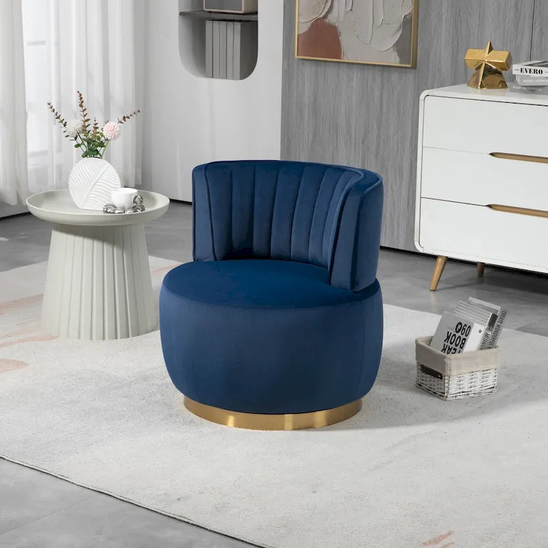 Poltrone rotonde a botte senza braccioli, girevoli a 360 gradi, rivestite in velluto HOMEFUN
