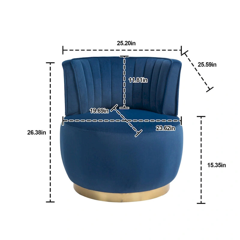 Poltrone rotonde a botte senza braccioli, girevoli a 360 gradi, rivestite in velluto HOMEFUN