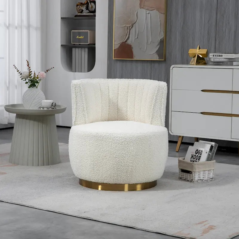 Poltrone rotonde a botte senza braccioli, girevoli a 360 gradi, rivestite in velluto HOMEFUN