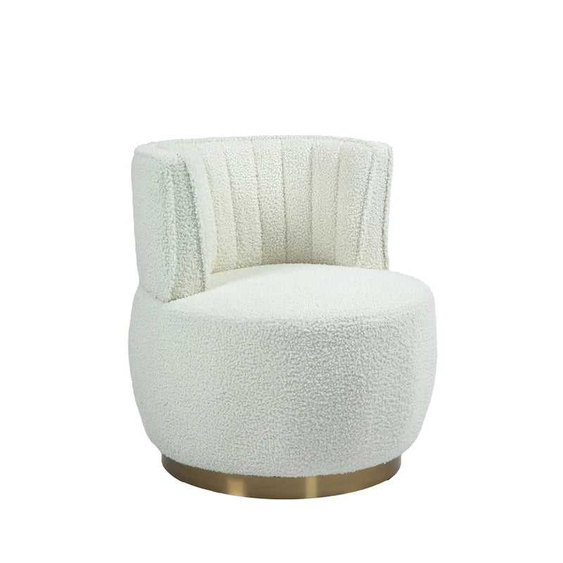 Poltrone rotonde a botte senza braccioli, girevoli a 360 gradi, rivestite in velluto HOMEFUN