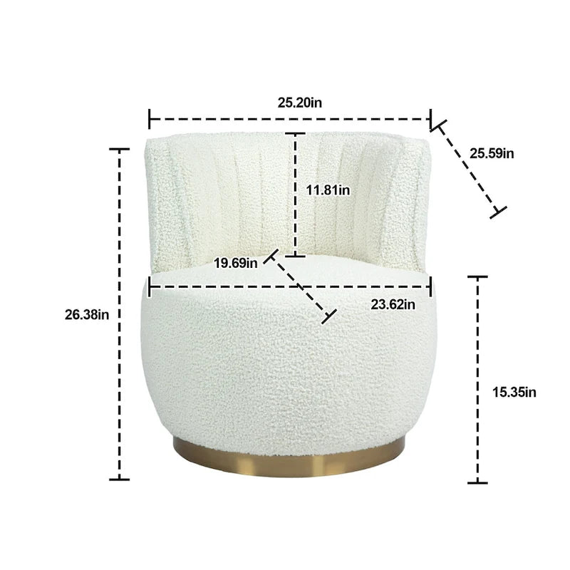 Poltrone rotonde a botte senza braccioli, girevoli a 360 gradi, rivestite in velluto HOMEFUN
