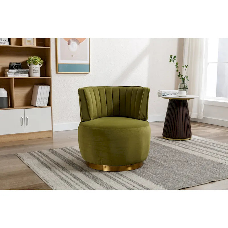 Poltrone rotonde a botte senza braccioli, girevoli a 360 gradi, rivestite in velluto HOMEFUN