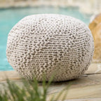 Hazel Indoor/Outdoor Cotton Knit Handcrafted Modern Fabric Pouf by Christopher Knight Home
