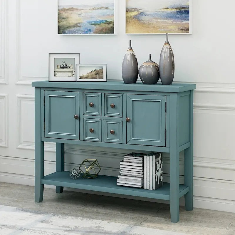 Credenza/Mobile Buffet in Stile Retrò, Tavolino Consolle in Legno con Ripiano Inferiore, Facile da Montare, per Soggiorno, Cucina, Ingresso