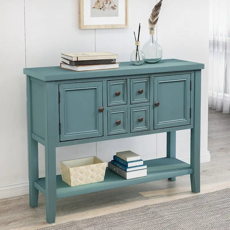 Credenza/Mobile Buffet in Stile Retrò, Tavolino Consolle in Legno con Ripiano Inferiore, Facile da Montare, per Soggiorno, Cucina, Ingresso