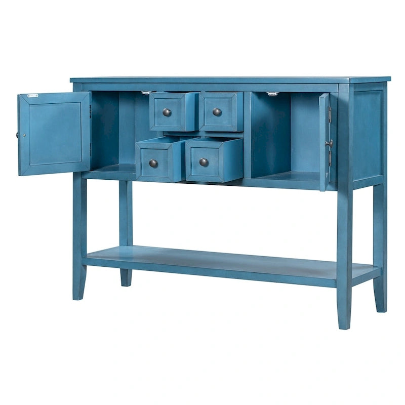 Credenza/Mobile Buffet in Stile Retrò, Tavolino Consolle in Legno con Ripiano Inferiore, Facile da Montare, per Soggiorno, Cucina, Ingresso