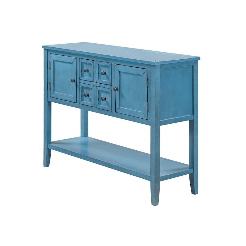 Credenza/Mobile Buffet in Stile Retrò, Tavolino Consolle in Legno con Ripiano Inferiore, Facile da Montare, per Soggiorno, Cucina, Ingresso