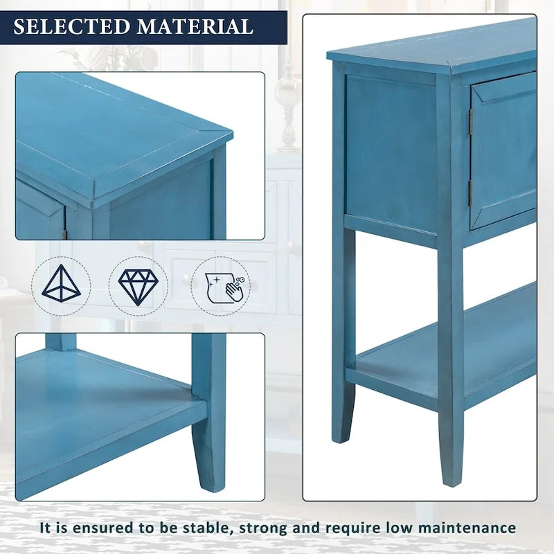 Credenza/Mobile Buffet in Stile Retrò, Tavolino Consolle in Legno con Ripiano Inferiore, Facile da Montare, per Soggiorno, Cucina, Ingresso