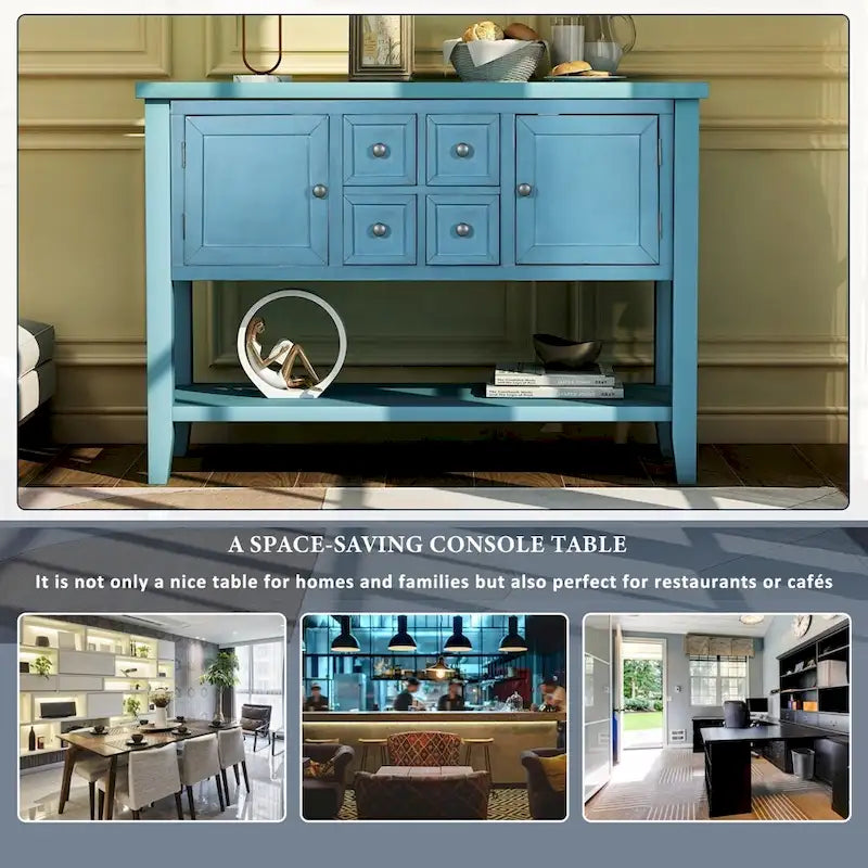 Credenza/Mobile Buffet in Stile Retrò, Tavolino Consolle in Legno con Ripiano Inferiore, Facile da Montare, per Soggiorno, Cucina, Ingresso