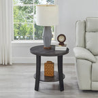 Roundhill Furniture Anze Contemporary Round Wood Shelf End Table