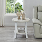 Roundhill Furniture Anze Contemporary Round Wood Shelf End Table