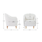 VANOMi 28.34W Set Of 2 Accent Armchair, Velvet Barrel Chair with Solid Wood Legs