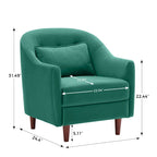 VANOMi 28.34W Set Of 2 Accent Armchair, Velvet Barrel Chair with Solid Wood Legs