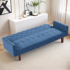 Divano letto futon in velluto da 74 pollici, divanetto convertibile con schienale regolabile, divano letto con gambe affusolate in legno per piccoli spazi
