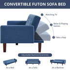 Divano letto futon in velluto da 74 pollici, divanetto convertibile con schienale regolabile, divano letto con gambe affusolate in legno per piccoli spazi
