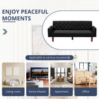 Divano letto futon in velluto da 74 pollici, divanetto convertibile con schienale regolabile, divano letto con gambe affusolate in legno per piccoli spazi