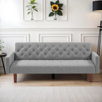 Divano letto futon in velluto da 74 pollici, divanetto convertibile con schienale regolabile, divano letto con gambe affusolate in legno per piccoli spazi