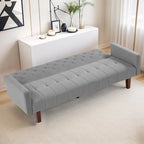 Divano letto futon in velluto da 74 pollici, divanetto convertibile con schienale regolabile, divano letto con gambe affusolate in legno per piccoli spazi