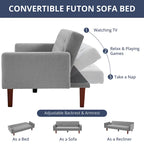 Divano letto futon in velluto da 74 pollici, divanetto convertibile con schienale regolabile, divano letto con gambe affusolate in legno per piccoli spazi