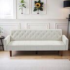 Divano letto futon in velluto da 74 pollici, divanetto convertibile con schienale regolabile, divano letto con gambe affusolate in legno per piccoli spazi