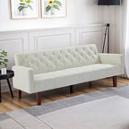 Divano letto futon in velluto da 74 pollici, divanetto convertibile con schienale regolabile, divano letto con gambe affusolate in legno per piccoli spazi