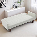 Divano letto futon in velluto da 74 pollici, divanetto convertibile con schienale regolabile, divano letto con gambe affusolate in legno per piccoli spazi