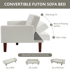 Divano letto futon in velluto da 74 pollici, divanetto convertibile con schienale regolabile, divano letto con gambe affusolate in legno per piccoli spazi