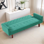 Divano letto futon in velluto da 74 pollici, divanetto convertibile con schienale regolabile, divano letto con gambe affusolate in legno per piccoli spazi