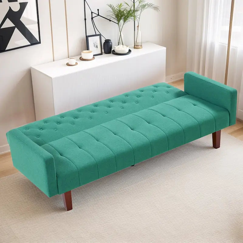 Divano letto futon in velluto da 74 pollici, divanetto convertibile con schienale regolabile, divano letto con gambe affusolate in legno per piccoli spazi