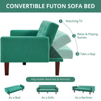 Divano letto futon in velluto da 74 pollici, divanetto convertibile con schienale regolabile, divano letto con gambe affusolate in legno per piccoli spazi
