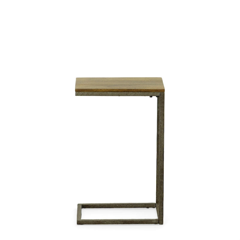 Carolina Living Aggie C-Form Accent Table - Harvest Oak Top - Aged Iron Base