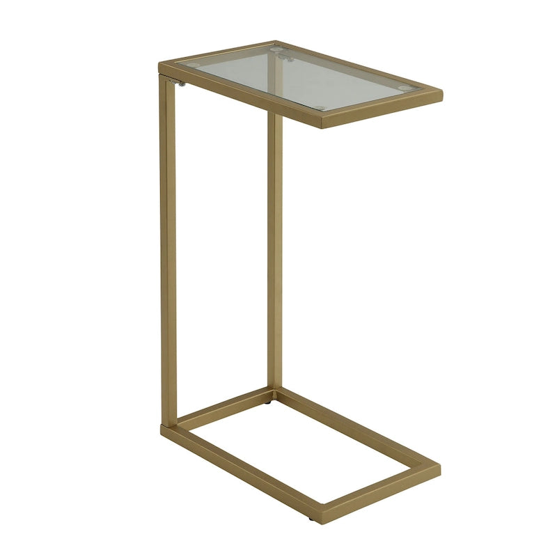 Carolina Living Aggie C-Form Accent Table - Harvest Oak Top - Aged Iron Base