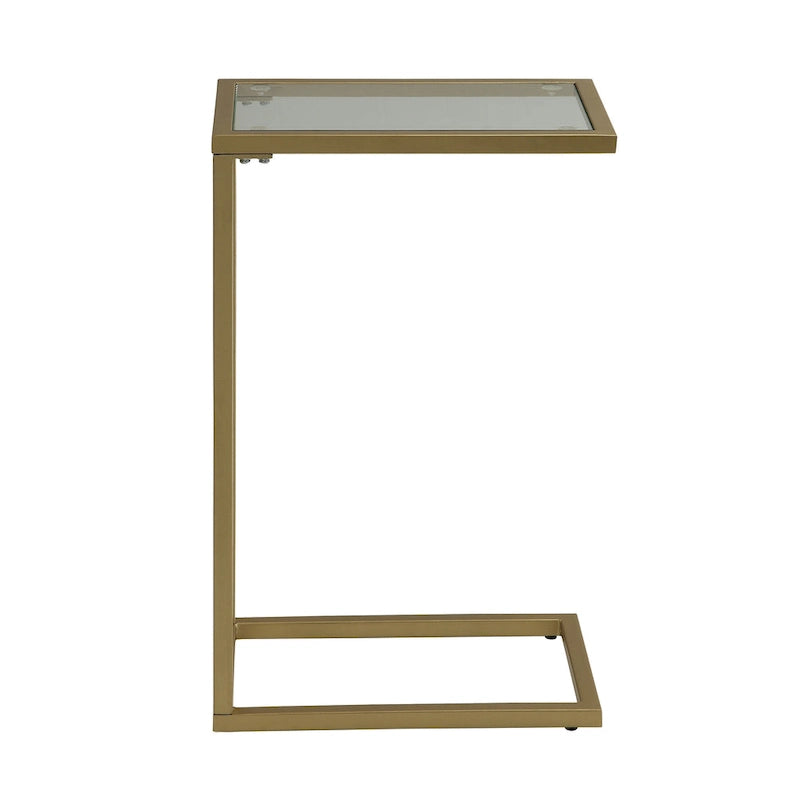Carolina Living Aggie C-Form Accent Table - Harvest Oak Top - Aged Iron Base