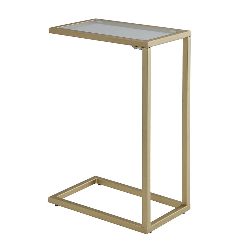 Carolina Living Aggie C-Form Accent Table - Harvest Oak Top - Aged Iron Base