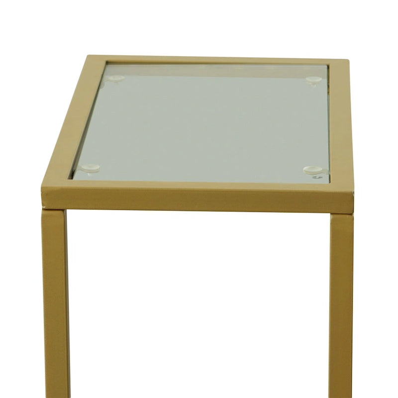 Carolina Living Aggie C-Form Accent Table - Harvest Oak Top - Aged Iron Base