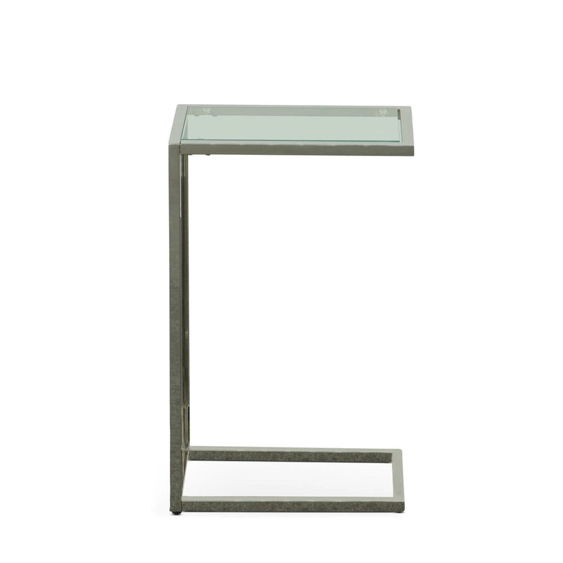 Carolina Living Aggie C-Form Accent Table - Harvest Oak Top - Aged Iron Base