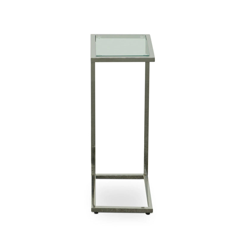 Carolina Living Aggie C-Form Accent Table - Harvest Oak Top - Aged Iron Base