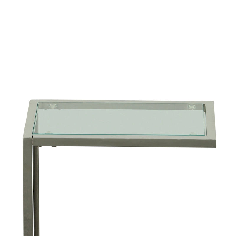 Carolina Living Aggie C-Form Accent Table - Harvest Oak Top - Aged Iron Base