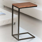 Carolina Living Aggie C-Form Accent Table - Harvest Oak Top - Aged Iron Base