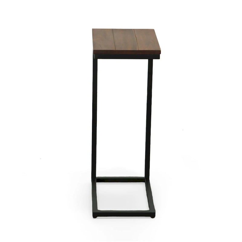 Carolina Living Aggie C-Form Accent Table - Harvest Oak Top - Aged Iron Base