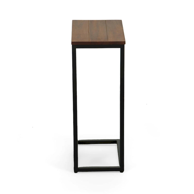 Carolina Living Aggie C-Form Accent Table - Harvest Oak Top - Aged Iron Base
